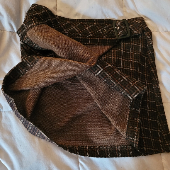 Express TriCot brown checkered belted skirt - Picture 2 of 4